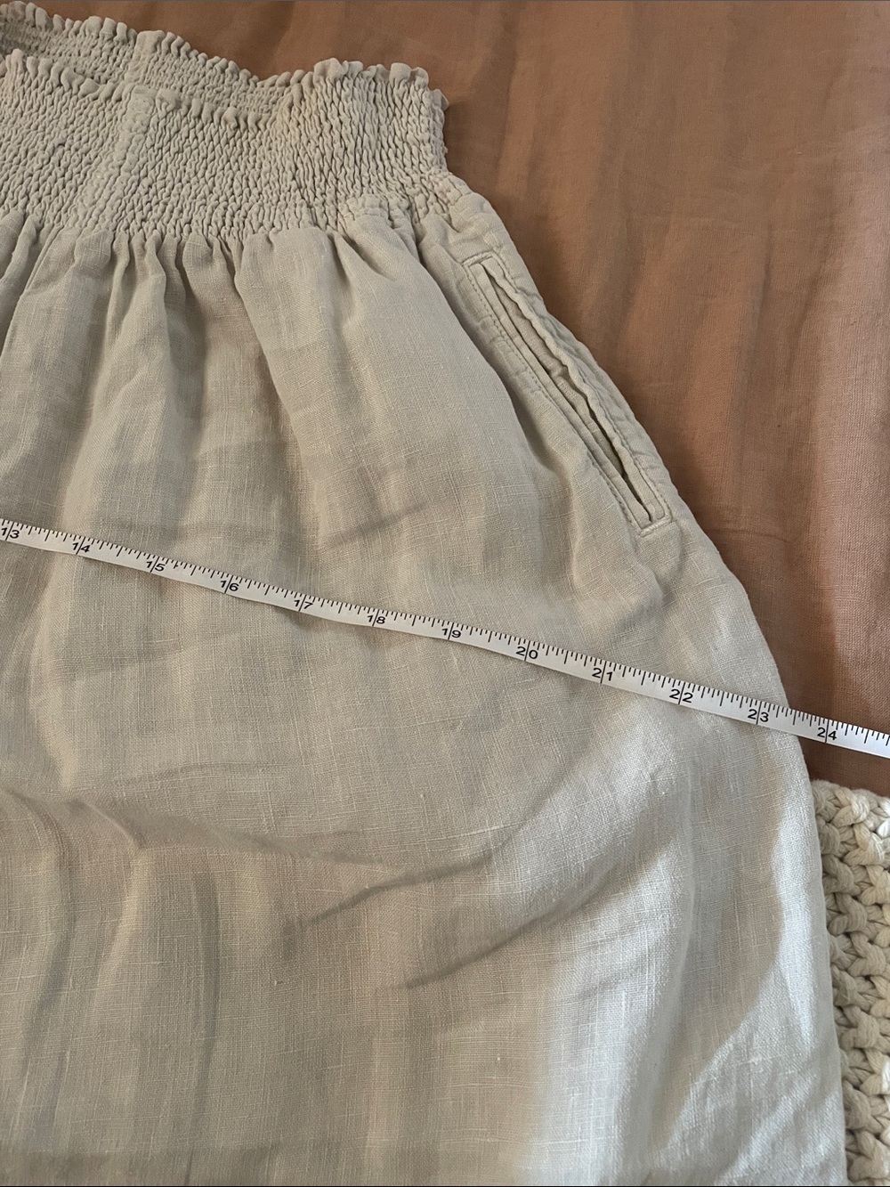 Smocked Waist Linen Pants S - Picture 6 of 9
